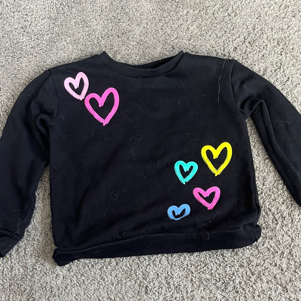 The Children's Place Black Sweatshirt with Colorful Hearts